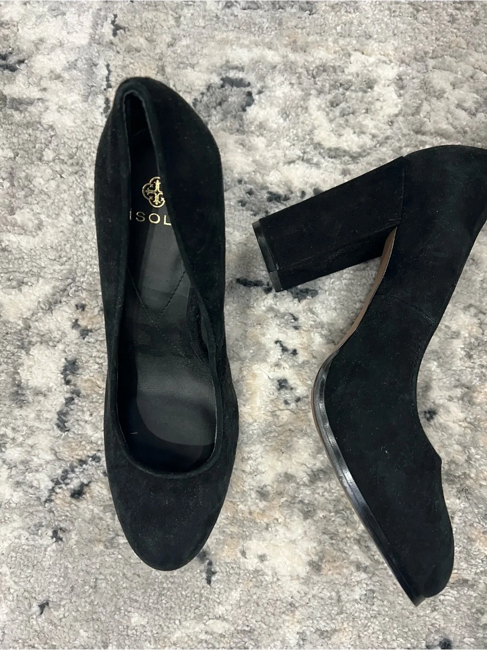Black Suede Round-Toe Heels